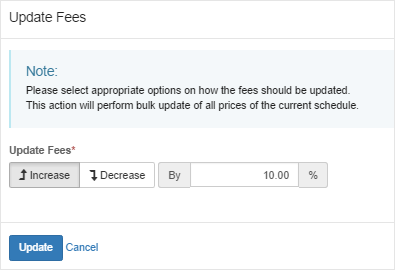 Update your fee schedule in a few clicks